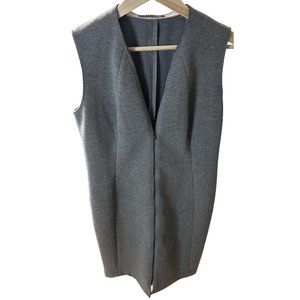 Tahari Grey sleeveless wool-feel sleeveless dress/vest front full length zip